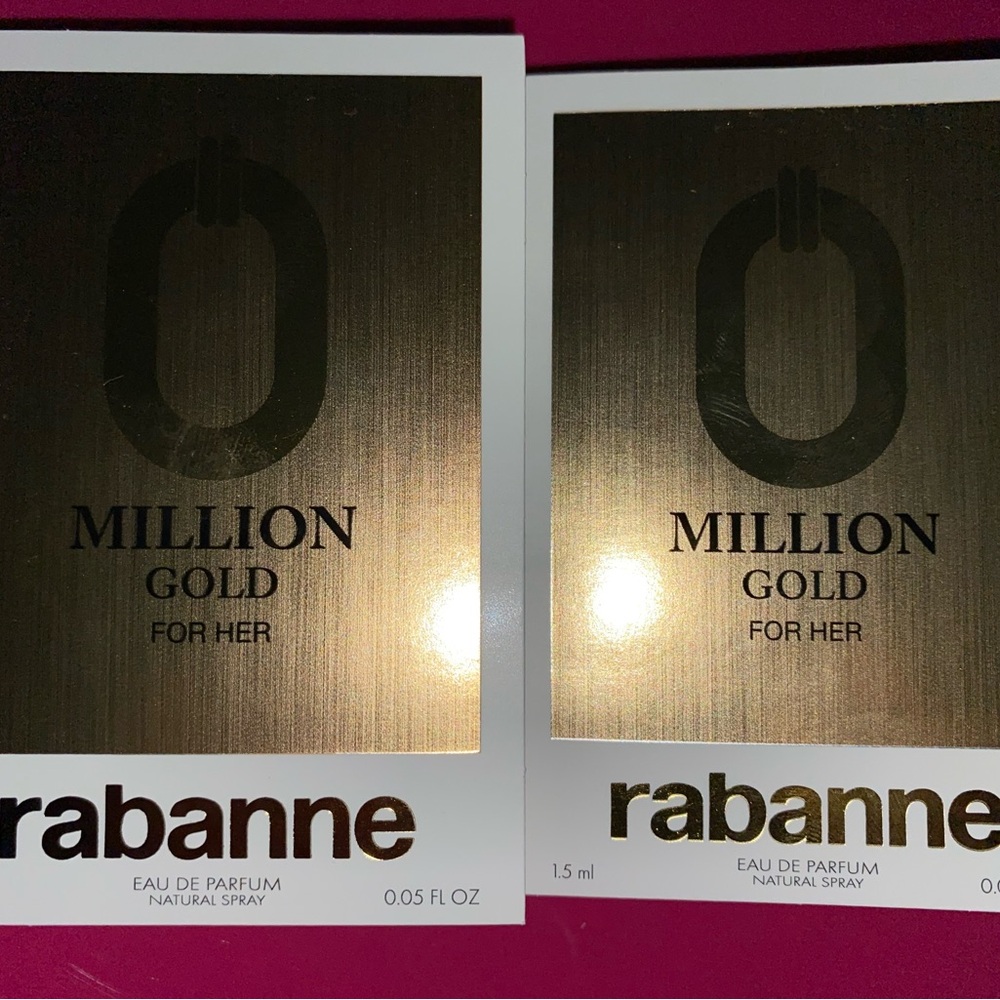2x Rabanne Million Gold For Her Eau De Parfum Spray NEW Sample Size Vial 1.5 ml